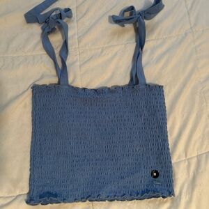 Blue Hollister tied ruffle tank